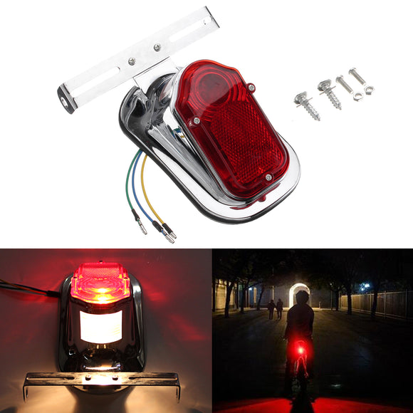 Motorcycle Rear Tail Lights Brake Stop Light Lamp License Plate Bracket For Harley Chopper Cafe Race