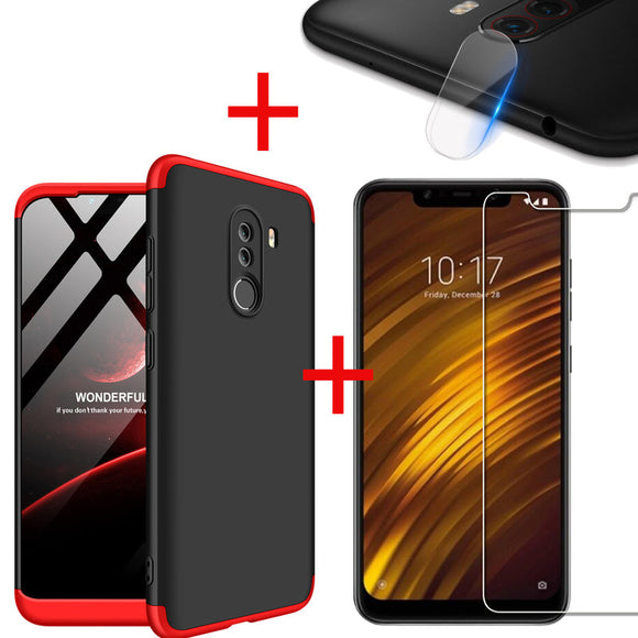 Bakeey Hard PC Protective Case+Tempered Glass+Lens Protector For Xiaomi Pocophone F1