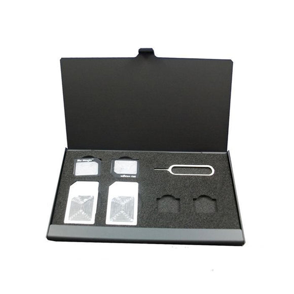 Aluminum Alloy Retrieve Card Pin Standard Micro Nano SIM Card Storage Box