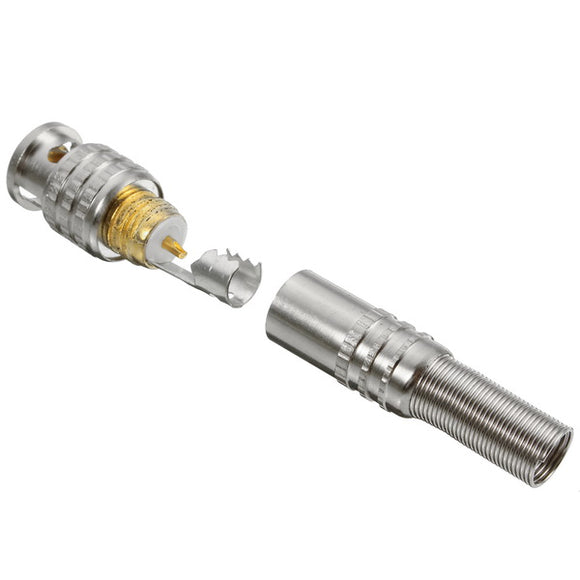 BNC Male Connector for RG-59 Coaxical Brass End Crimp Screwing Camera Free Welding US Version