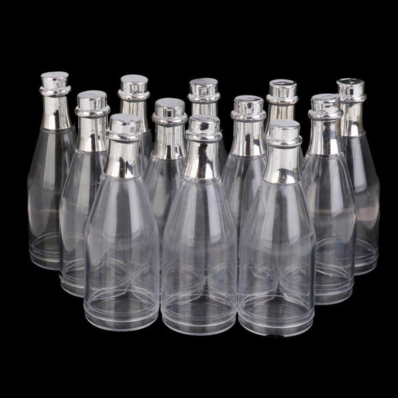 12 Clear Fillable Cham pagne Bottles Candy Boxes Wedding Party Shower Favors