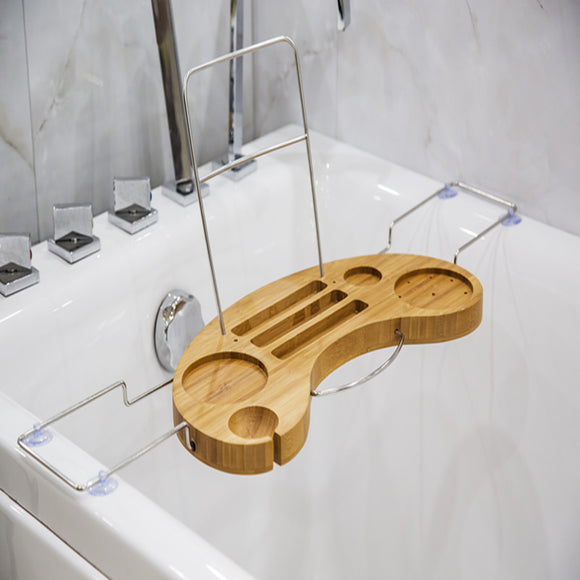 Honana BS-115 Bathtub Arc-shaped Shelf Retractable Sanitary Shelf Bathroom Storage Holder