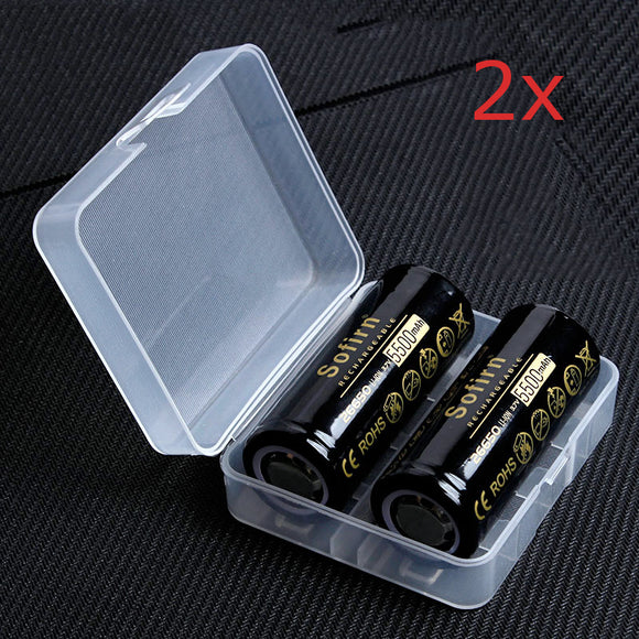 4Pcs Sofirn 3.7V 5000mAh Protected Rechargeable 26650 Battery With Storage Case High Capacity Lithium Battery Li-ion Batteries