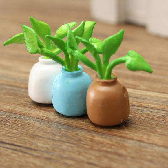 1:12 3PCS Simulation Miniature Green Plants Aquarius Decoration Toy For Dollhouse Office/Home/Car