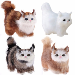 Cute Cat Lifelike Miaow Simulation Kitty Stuffed Plush Toy Realistic Home Desk Decoration