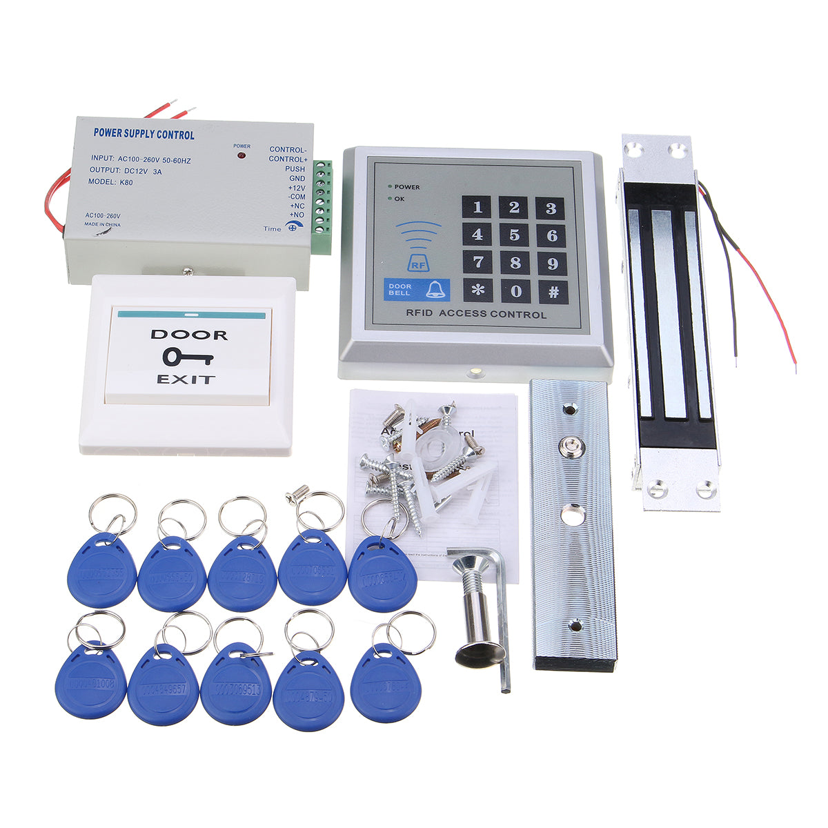 125KHz RFID ID Card Password Access Control System Kit Electric Magnet ...
