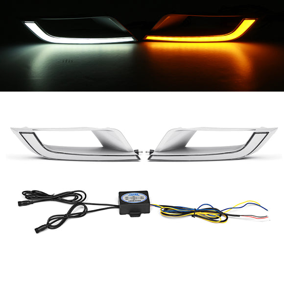 2Pcs LED DRL Daytime Running Lights Lamp Dual Color for Ford Ranger Wildtrak T6 MK2 2016-2018 ET