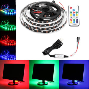 0.5M/1M/2M/3M/4M/5M USB RGB 5050 Non-waterproof WS2812 LED TV Strip Light+Remote Control Kit DC5V