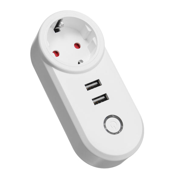 EU Plug 110-230V APP Smart Socket Charger 1250W WIFI Assistant 2 USB Alexa Voice Control