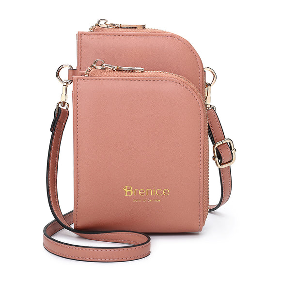 Brenice  Women Multi-Slot Comestic Crossbody Bag Mini Phone Bag
