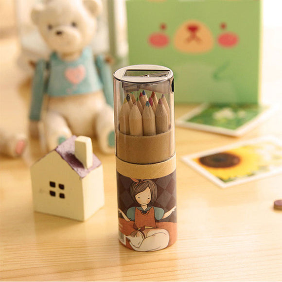 1 Set Lovely Kawaii Cartoon Little Girl 12 Colors Artist Professional Fine Drawing Painting Sketching Writing Pencil CQ02