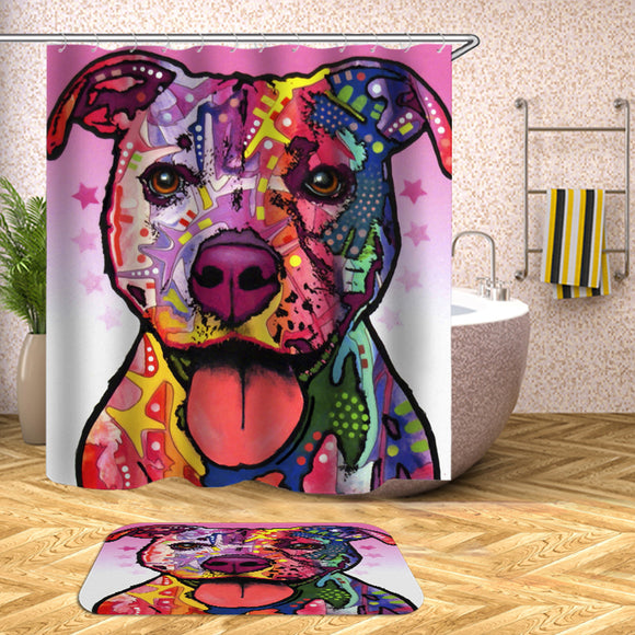 180 x 180CM Bathroom Shower Curtain Graffiti Dog Pattern Print Waterproof Polyester Shower Curtain