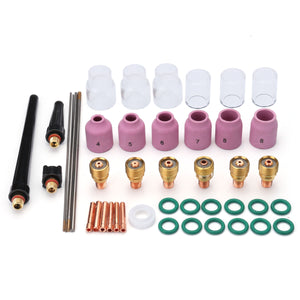 44pcs TIG Welding Torch Stubby Gas Lens #10 #12 Pyrex Glass Cup Kit F/WP-9/20/25