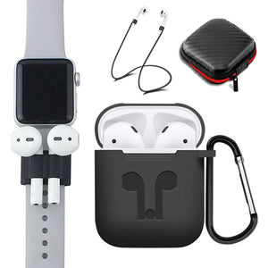 6 Accessories Silicone Case Anti Lost Strap Eartips Carabiner Buckle for Apple AirPods Earphone