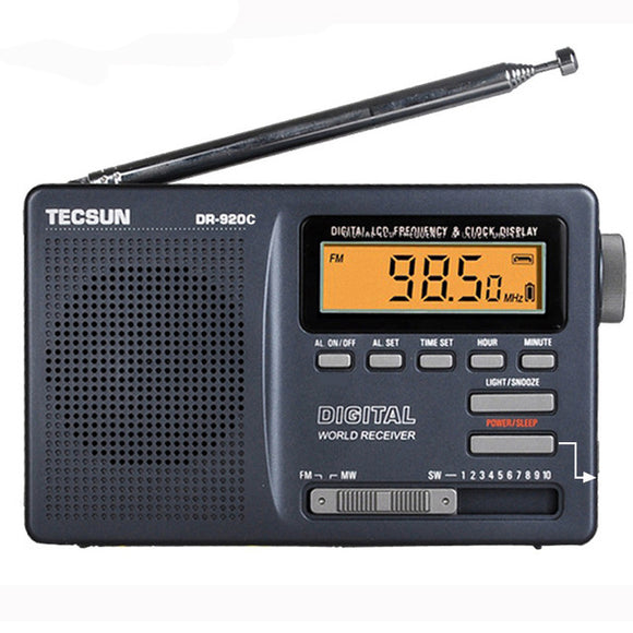 Tecsun DR-920C FM MW SW 12 Band Digital Clock Alarm Radio Receiver