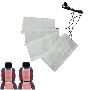 4pcs Carbon Fiber Car Heated Seat Heating Pads 2 Dial 5 Gears Adjustable Universal for 2 Seats