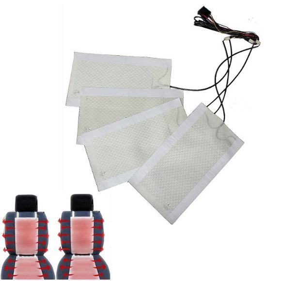 4pcs Carbon Fiber Car Heated Seat Heating Pads 2 Dial 5 Gears Adjustable Universal for 2 Seats
