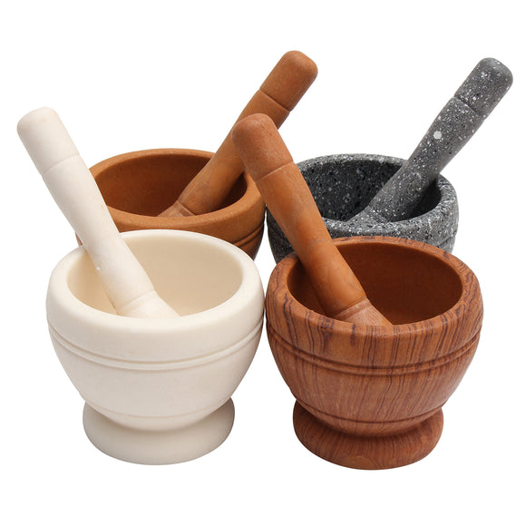 Resin Pestle & Mortar Set Garlic Herb Spice Mixing Grinder Crusher Kitchen Bowl Smashing Tools