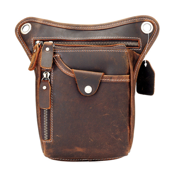 Men Vintage Leather Motorcycle Rider Waist Hip Bum Fanny Pack Drop Leg Bag Crossbody Pouch