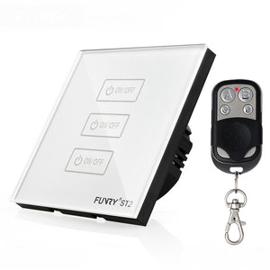 FUNRY ST2-EU 3 Gang 1 Way Wall Switch Capacitive Touch Switch Luxury Tempered Glass Surface