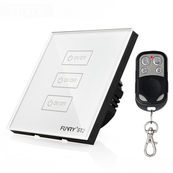 FUNRY ST2-EU 3 Gang 1 Way Wall Switch Capacitive Touch Switch Luxury Tempered Glass Surface