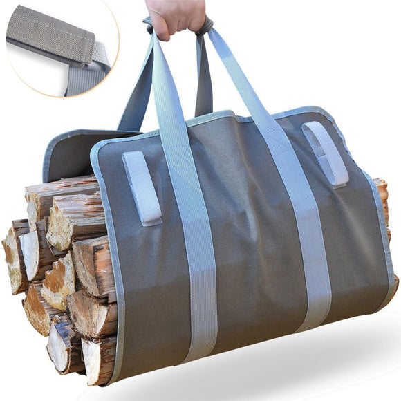 Firewood Carrier Log Carrier Wood Carrying Tool Bag for Fireplace 16oz Waxed Canvas