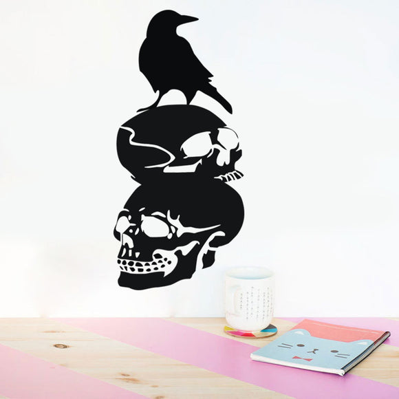 Halloween Skull Crow DIY Wall Sticker Removable PVC Wallpapers Vinyl Art Decal Waterproof Stickers