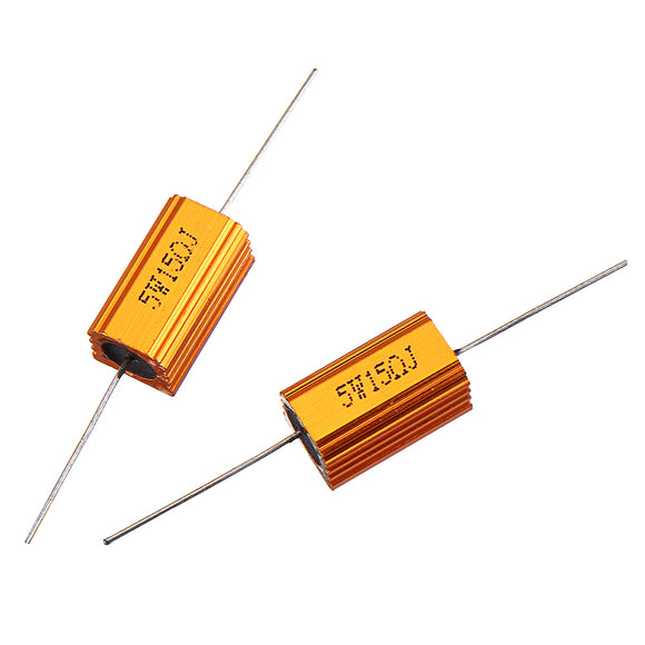 2pcs RX24 5W 15R 15RJ Metal Aluminum Case High Power Resistor Golden Metal Shell Case Heatsink Resistance Resistor
