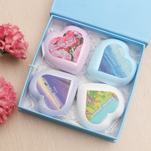 140g*4PCS Bath Salt Bombs Heart Balls Colorful Whitening Moisture Essential Oil Body Scrub