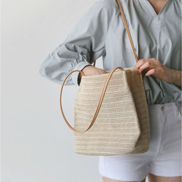 Women Woven Shoulder Bag Handbag Beach Bag