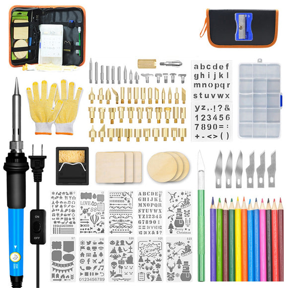 96Pcs 110V~240V 60W DIY Adjustable Temperature Electric Soldering Iron Welding Kit