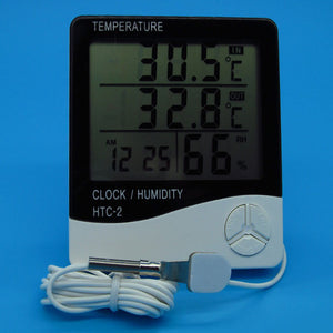 Digital LCD Electronic Thermometer Humidity Meter Clock Hygrometer Temperature