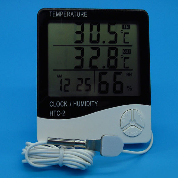 Digital LCD Electronic Thermometer Humidity Meter Clock Hygrometer Temperature