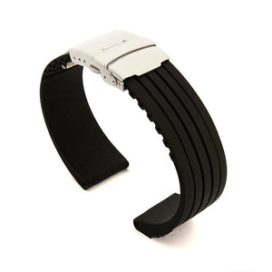 Universal Waterproof Soft Silicone Wrist Watch Strap With Stainless Steel Buckle