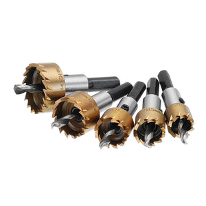 Drillpro 5pcs M35 Gold Coated Hole Sawtooth M35 Hole Saw Cutter Drill Bit Set 16/18.5/20/25mm