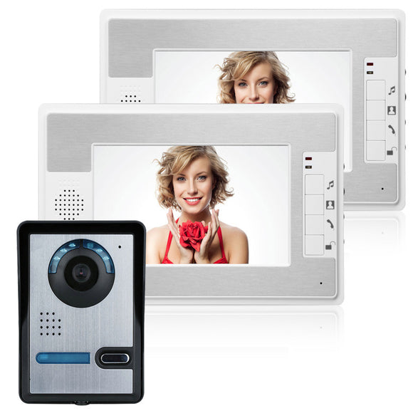 ENNIO SY813FA12 7 Inch Video Door Phone Doorbell Intercom Kit 1 Camera 2 Monitor Night Vision