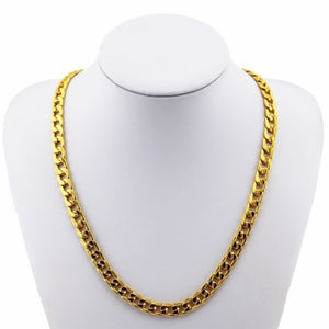 18K Gold Plated 10mm Men Chain 24inch Necklace Jewelry