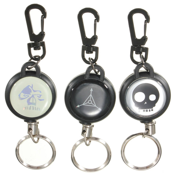 Retractable Pull Chain Key Chain Ring Badge Reel ID Card Holder With Belt Clip Steel Wire 60cm