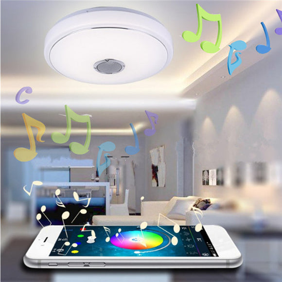 48W 36LED Flush Mount Modern Ceiling Light Dimming Lamp Fixture with Bluetooth Speaker AC100-240V