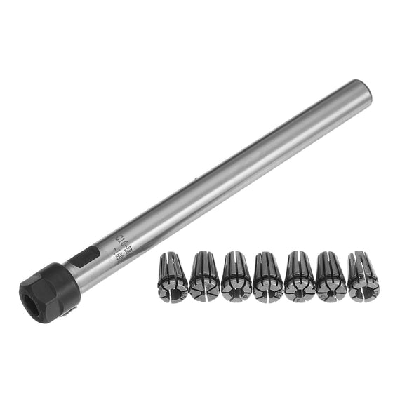 C10-ER8A-100 Spring Collet Chuck Holder with 7pcs ER8 2-5mm Spring Collet Set for CNC Milling Lathe Tool