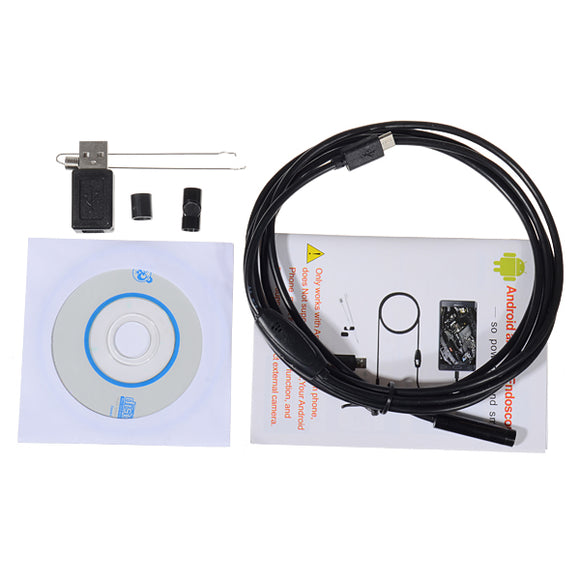 7mm 2 Meters Endoscope for Android Windows IP67 Waterproof USB Inspection Camera Vehicle Borescope