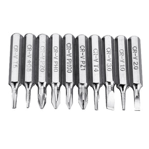 Drillpro 10pcs 4mm CR-V Screwdriver Bit Set Phillips Slotted Torx Batch Head Bit Mobile Phone Repair Tool