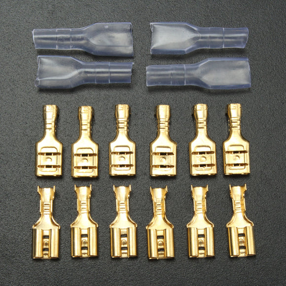 Excellway TC09 100pcs Copper 4.8mm Female Spade Crimp Terminals 22~16AWG