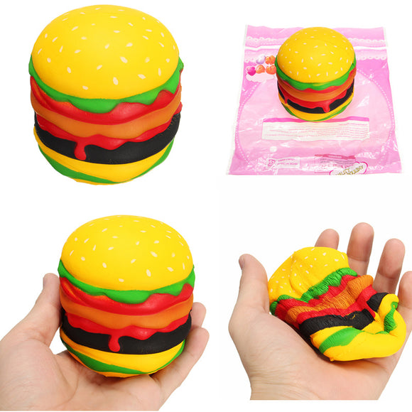 Squishy Cat Hamburger Burger Slow Rising Cute Gift Decor Soft Toy With Original Packaging