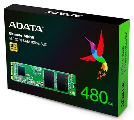 ADATA ASU650NS38-480GT-C SU650 series NGFF ( M.2 ) 3D TLC SSD , 480Gb