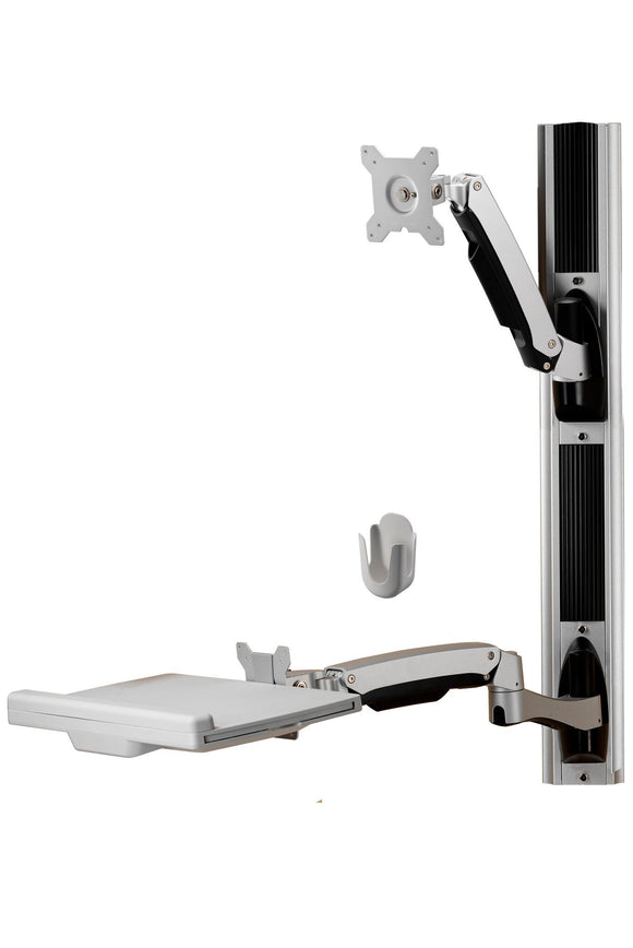 Aavara W8812 wall-mount rail system for 1x display + 1x kb - free style kb arm ( 2x arms / 3x joints) + AW110 free style display arm