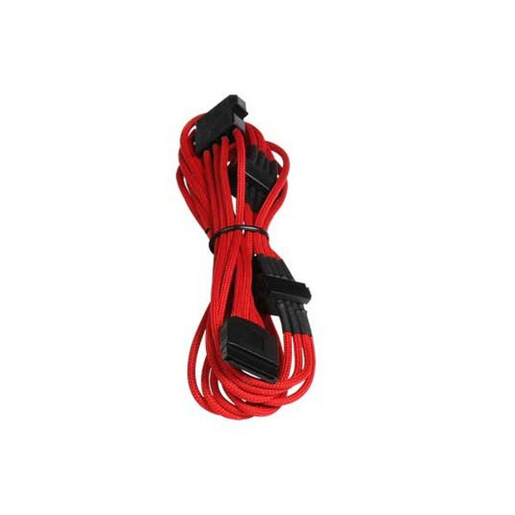 Bitfenix BFA-MSC-M4SA20RK-RP / BFA-MSC-M4SA20RKK-RP alchemy multisleeved(4) cable - 20cm - 1x 4pin Molex to 4x SATA power cable - Red