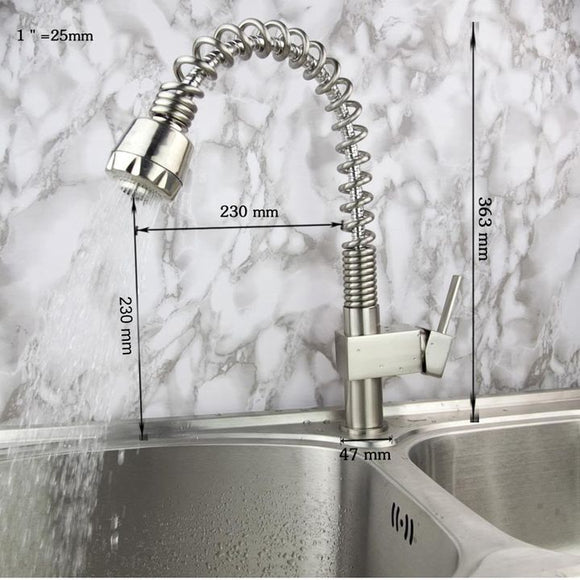 Luxurious nickel brushed kitchen pull out spray basin sink faucet taps mixer