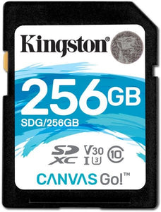 Kingston SDG/256GB SDXC Canvas Go designed for HD+Hi-Res filming