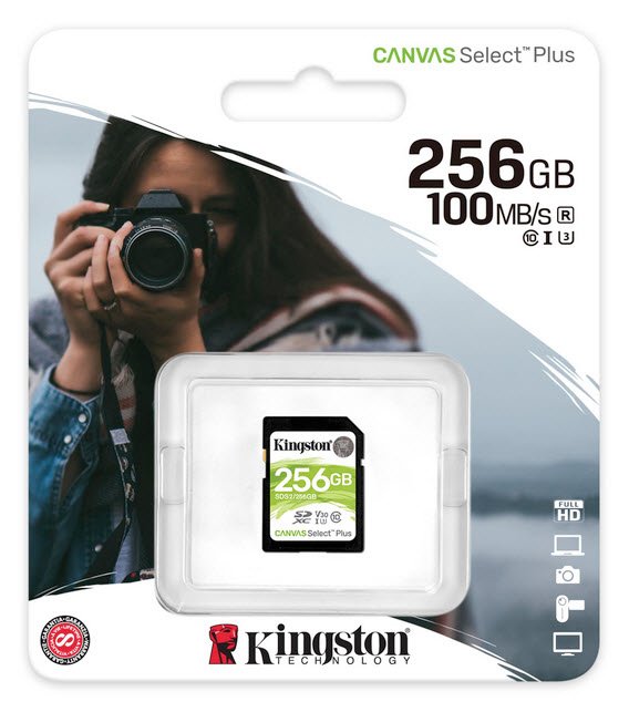 Kingston SDS2/256GB SDXC Canvas Select Plus - designed for HD+Hi-Res filming